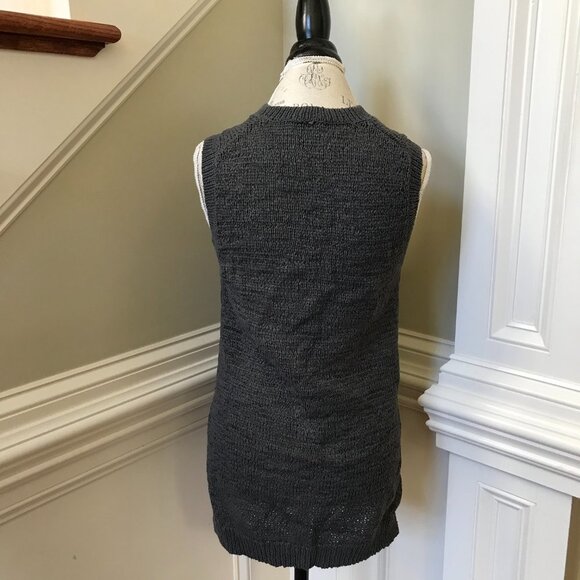 Theory Meenaly Knit Worthy Knit Sweater Womens Medium Gray Crew Neck Sleeveless - Picture 11 of 12